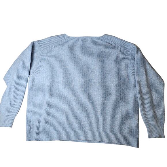 Ava & Viv Heathered Blue V-Neck Boxy Oversized Cozy Sweater Ribbed Knit XXL - Picture 2 of 7